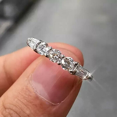 #ad 925 Silver Plated Ring Women Fashion Cubic Zircon Party Jewelry Sz 6 10