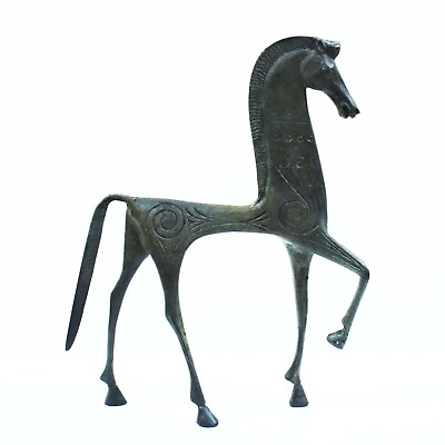 #ad Pure Bronze Horse figurine with carvings Symbol of wealth power status