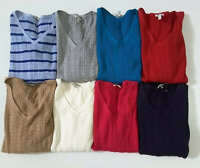 Talbots Lightweight Cable Knit V Neck Sweater Multiple Colors Sizes