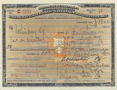 #ad Whiskey Prohibition Liquor Prescription 1922 Official License Bootleggers 057