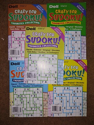 #ad Lot of 4 New Dell Crazy For Sudoku Favorites Sum Duko KenKen sudoku puzzle books