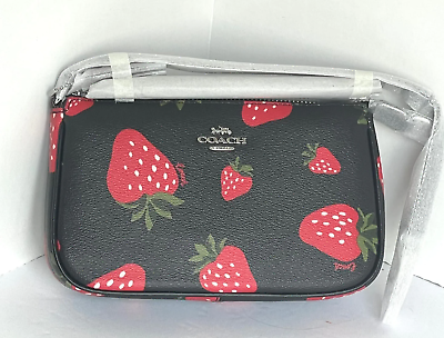 Coach Nolita 19 Shoulder Bag CH533 Womens Small Black Leather Wild Strawberry Pr