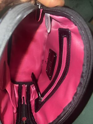 #ad Loungefly Hello Kitty Purse Black Embossed Bowler Bag Tote Sanrio Patent Leather
