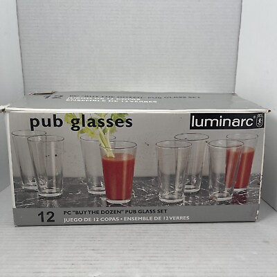 Luminarc Pub Glasses Set of 12 16 oz Clear Glass Tea Dinner