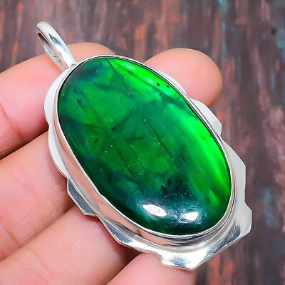 Green Labradorite Gemstone Handmade Gift Jewelry Pendant 2.36quot; A484