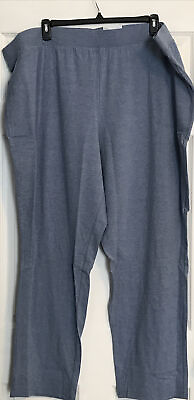 Croft Barrow Easy Knit Straight Pant Mid Rise Plus 4X Blue Frozen Heather NWT