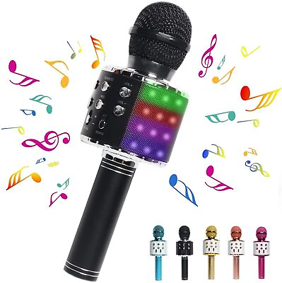 4 in1 Wireless Microphone Bluetooth Handheld Karaoke USB Speaker for Kids Adults
