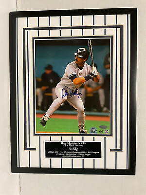 Steiner Don Mattingly Signed 8quot; x 10quot; Photo Framed w Pinstripes nameplate amp; cert