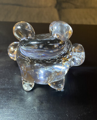 #ad Cute Glass Frog Paperweight With Controlled Bubbles Figurine