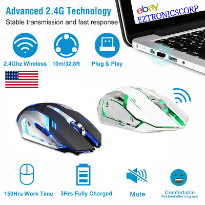 2.4G Wireless Gaming Mouse USB Receiver Optical for Laptop Computer DPI No delay