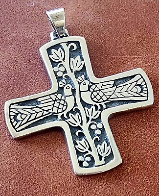#ad Retired James Avery Peacock Cross Pendant Large Size Very Pretty