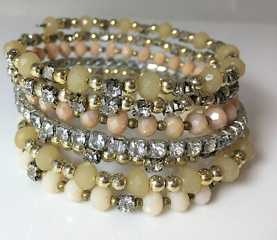 #ad Bracelet Bracelets Memory Coil Wire Rhinestone Jewelry Vintage Wrap Cuff Bangel