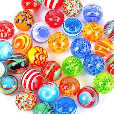 #ad 32PCS Glass Marbles Bulk 16mm 0.6inch Handmade Glass Marbles Colorful