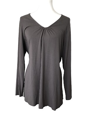 #ad Eileen Fisher Women’s Knit Tunic Top Size XL Stretch Long Sleeve Gray Cotton