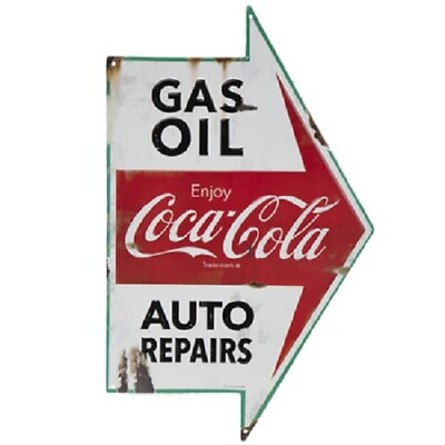 #ad Coca Cola Sign Vintage Style Gas Station Man Cave Garage Decor Oil Can