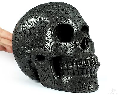 #ad Lifesized 7.0quot; Hot Lava Stone Carved Crystal Skull Realistic Crystal Healing