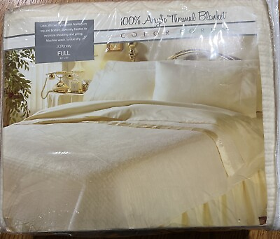#ad JCPenney Color Forum 100% ACRYLIC THERMAL BLANKET 80 X 90 CREAM YELLOW