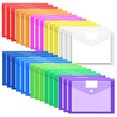 #ad 30 Pack 10 Color Plastic Envelopes Poly Envelopes File Folders Clear