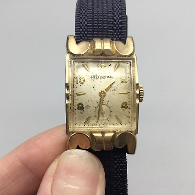 #ad Bulova 1953 21st Century Watch Men 10k Rolled Gold Swiss MadeManual Wind