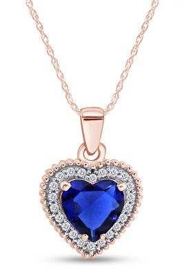 Titanic Heart Pendant 18quot; Necklace 925 Sterling Silver Simulated Blue Sapphire
