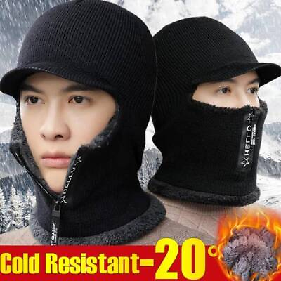 #ad Men Women Winter Warm Hat Knit Visor Beanie Fleece Lined Beanie with Brim Cap