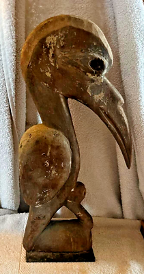 #ad Old Carved Wood Bird Totem Ethnic Hornbill Bird New Guinea or Australia