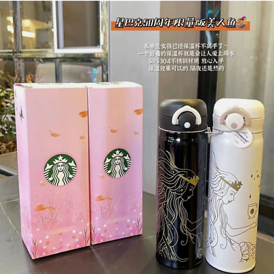 #ad #ad 2023 Starbucks Sakura Pink Mermaid SS Winter Vacuum Cup Bottles 17oz Xmas Gifts