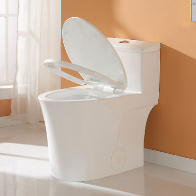 Elongated One Piece Toilet Dual Flush 1.28GPF ADA Height Comfortable Slow Seat