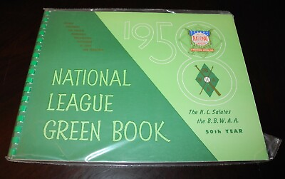 #ad 1958 National League Baseball Green Book Statistics Schedule Yearbook Program