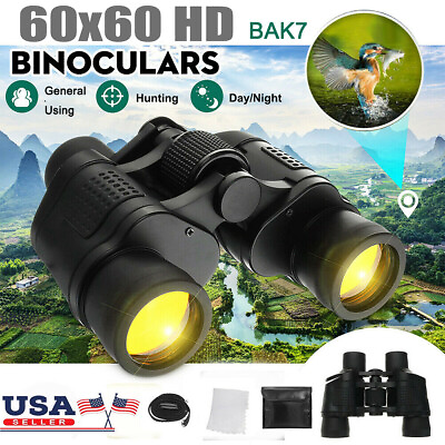 #ad 60X60 Zoom Binoculars Day Night Vision Travel Outdoor HD Hunting Telescope Bag