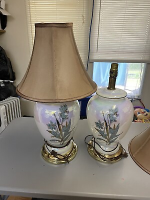 2x vintage lamps Iridescent Mother Of Pearl