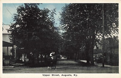 #ad #ad Upper Street Augusta Kentucky KY Children on Horseback c1920s Postcard