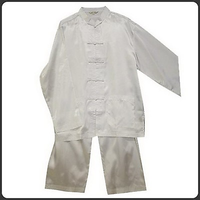 THY COLLECTIBLES Traditional Chinese Silk Tai Ji Kung Fu Suit Plain White