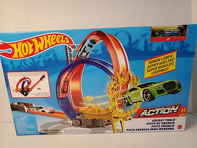 #ad Hot Wheels Action Energy Track Set Playset with Car Loops BRAND NEW