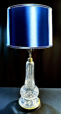 Waterford Antique 1950#x27;s Fine Cut Crystal Table Lamp Massive 36 Inches Tall