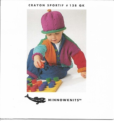 #ad Minnowknits Crayon Sportif #138 Quick Knit Pattern Age 2 4 Years Old