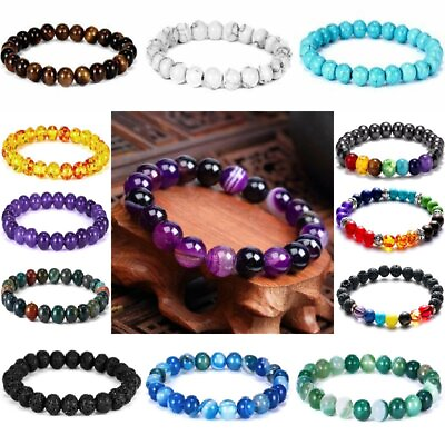 Natural Stone Bead Bracelets 7 Chakra Reiki Healing Women Men Handmade Jewelry