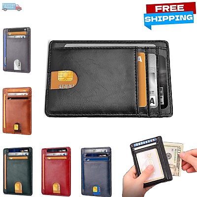 #ad Mens Leather Slim Wallet Credit Card Holder RFID Blocking Pocket ID Money PU US
