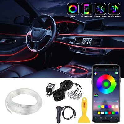 #ad 6m RGB Lamp Car APP Music Control Atmosphere Interior Ambient LED Strip Lights