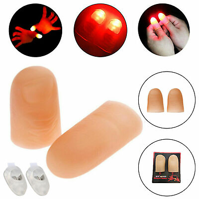 2x LED Finger Thumbs Light red Color Magic Prop Party Bar Show Lamp