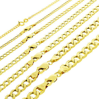 #ad 10K Yellow Gold 2mm 7.5mm Curb Cuban Chain Link Necklace or Bracelet 7quot; 30quot;