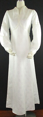 #ad Vintage 60s Maxi Dress White Lace Princess Costume Long Sleeve S M