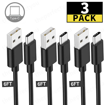 3X 6FT USB Type C Fast Charging Cable For Samsung Galaxy S8 S9 S10 Plus Note 8 9