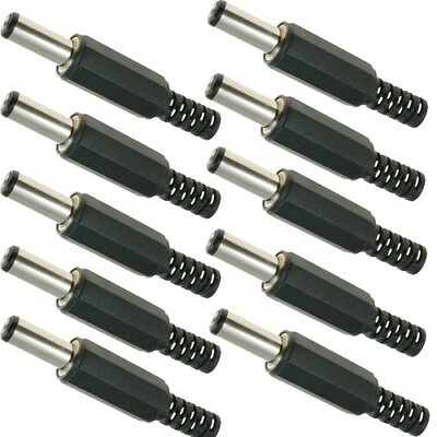 #ad 10 pack 2.1mm x 5.5mm male DC power plug connectors for CCTV security camera