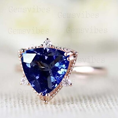 #ad Solid 925 Silver Sterling Diamond Halo Tanzanite Gemstone Ring For Bridal Gifts