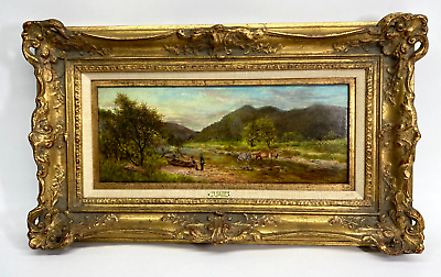 #ad Antique English Oil Painting quot;A View Near Durhamquot; by John Wilson Carmichael