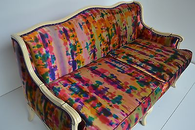 Vintage Settee Upholstered Hand Painted Ralph Lauren Silk Eccentric Luxuries NEW