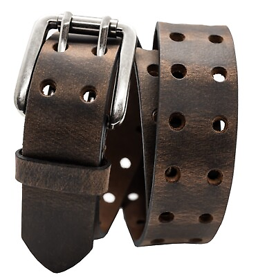 #ad Full Grain Buffalo Leather Double Prong 2 Hole CrazyHorse Belt Made in USA