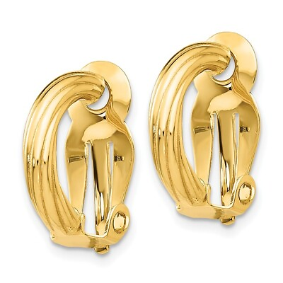 #ad 14K Yellow Gold Non Pierced Hoop Earrings