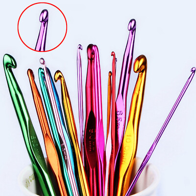 #ad 2mm To 10mm Metal Knit Needles Crochet Hook Weave Crochet Needles Solid Color
